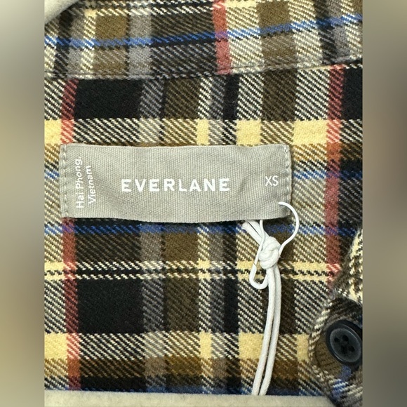Everlane Boxy Plaid Flannel Shirt Brown Women's Size XS Button Up oversized - Picture 6 of 10